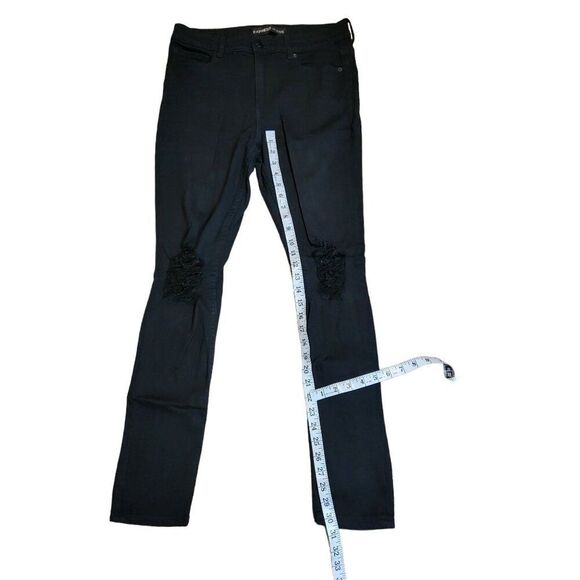 Express Leggings Jeans Women Sz 10 Denim Distressed Black Boho Casual Workwear - Picture 4 of 6